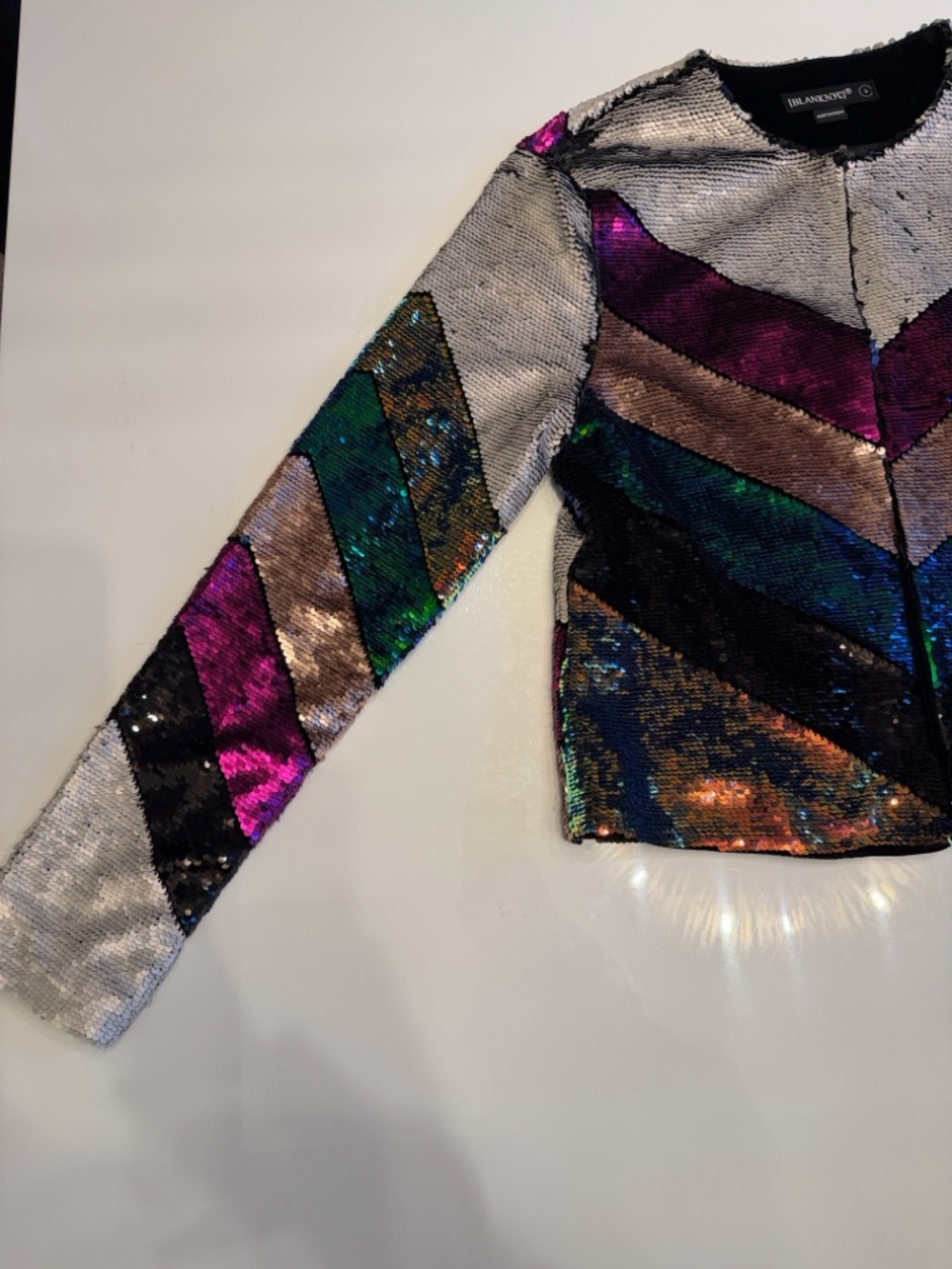 Blank NYC Multicolor Sequin Chevron Blazer Jacket - Picture 3 of 10